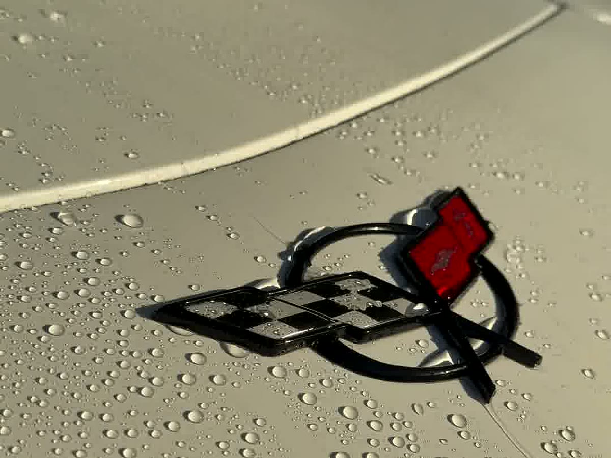 Water beading tight on a freshly ceramic-coated Corvette hood